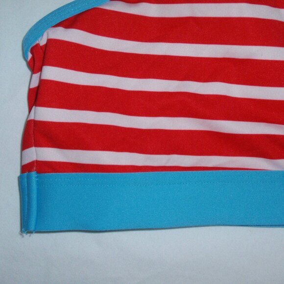 Lands End Girls Striped Red Swimsuit Set Bikinis Sz 14 2pc - Picture 3 of 8